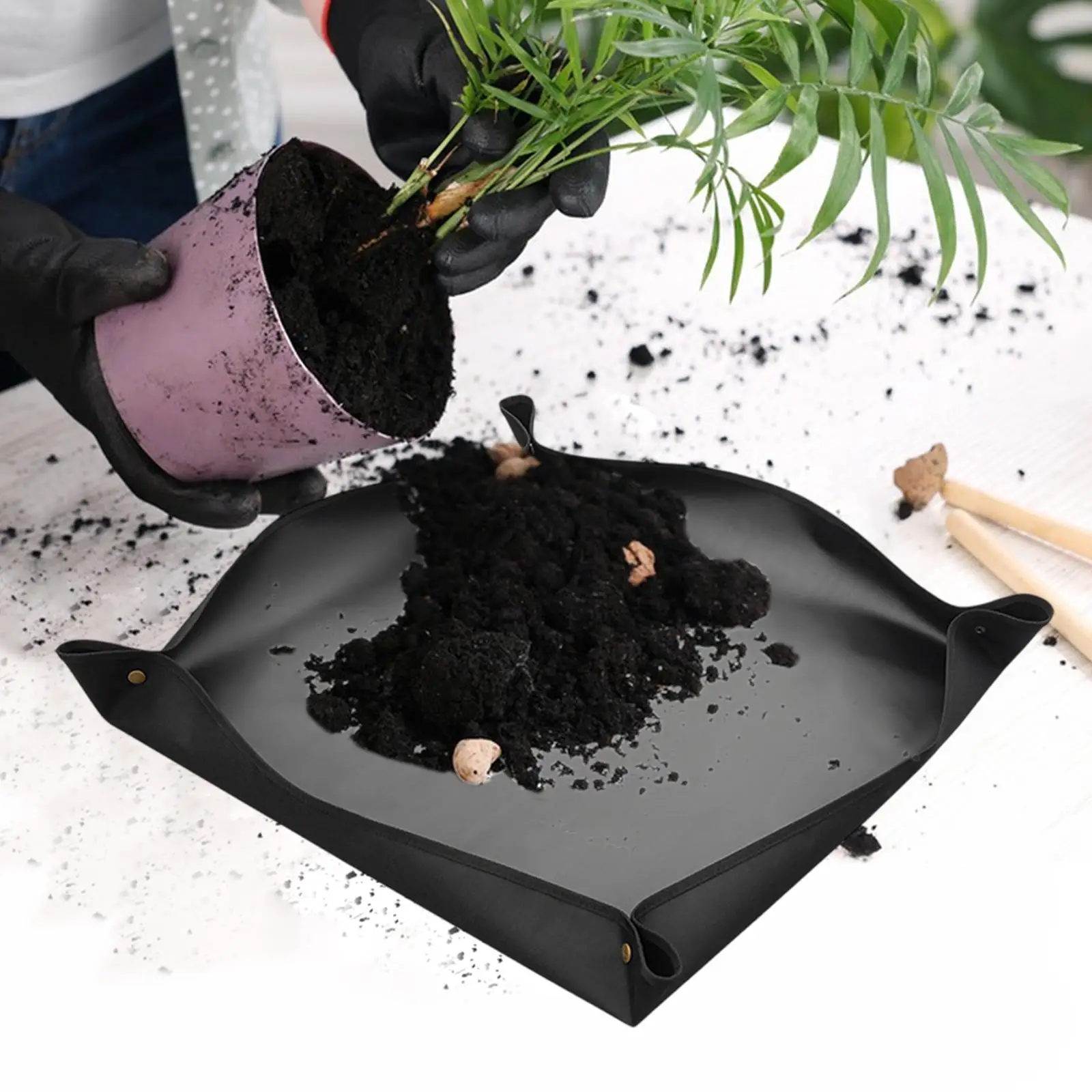 Estera plegable impermeable para repotting de plantas, almohadilla para macetas para trasplante de macetas, mezcla de suelo, herramienta de poda de plantas para jardín - imagen 2