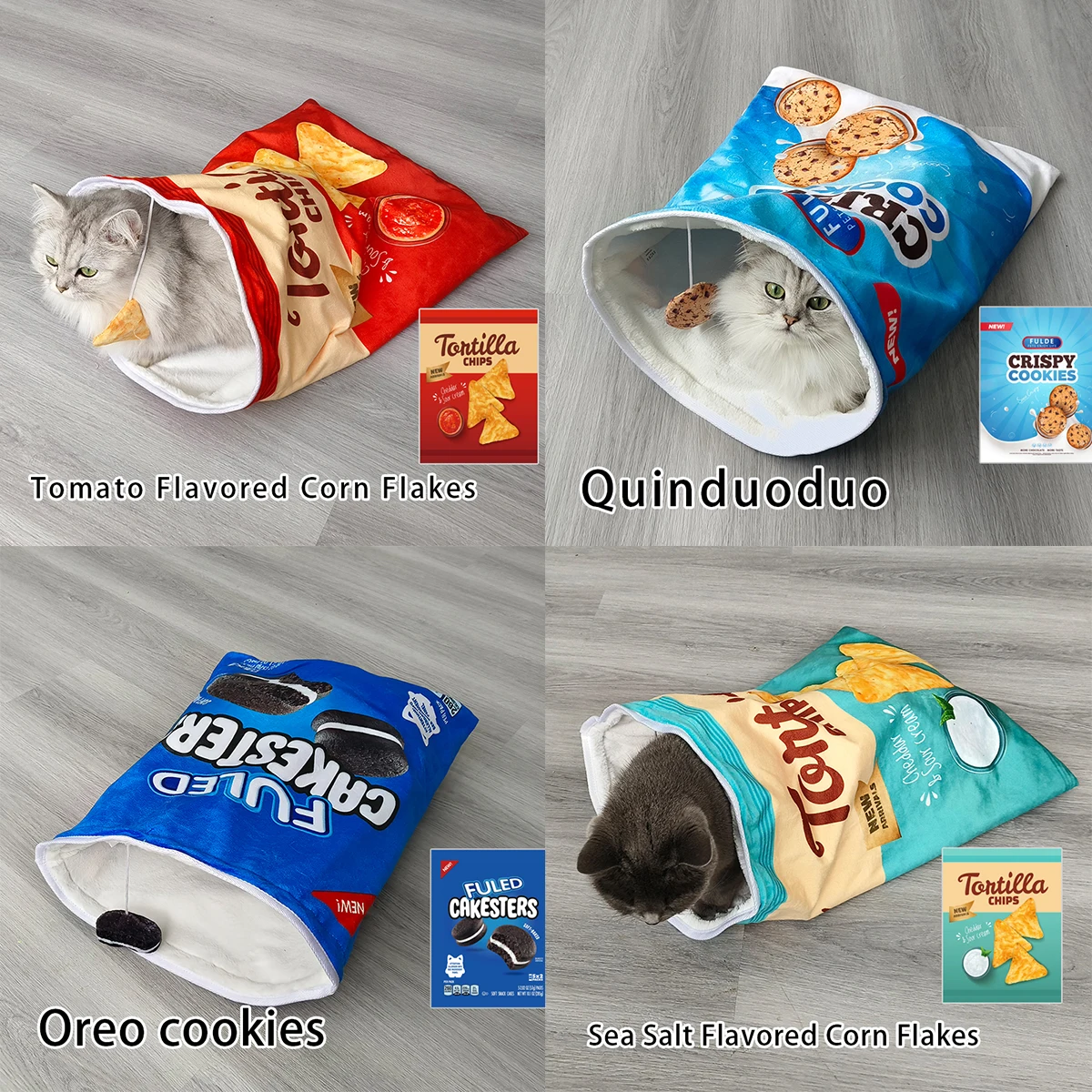 Juguete de túnel para gatos con 6 patrones Gourmet, bolsa de taladro plegable interactiva con bola de peluche, juguete para mascotas para gatos
