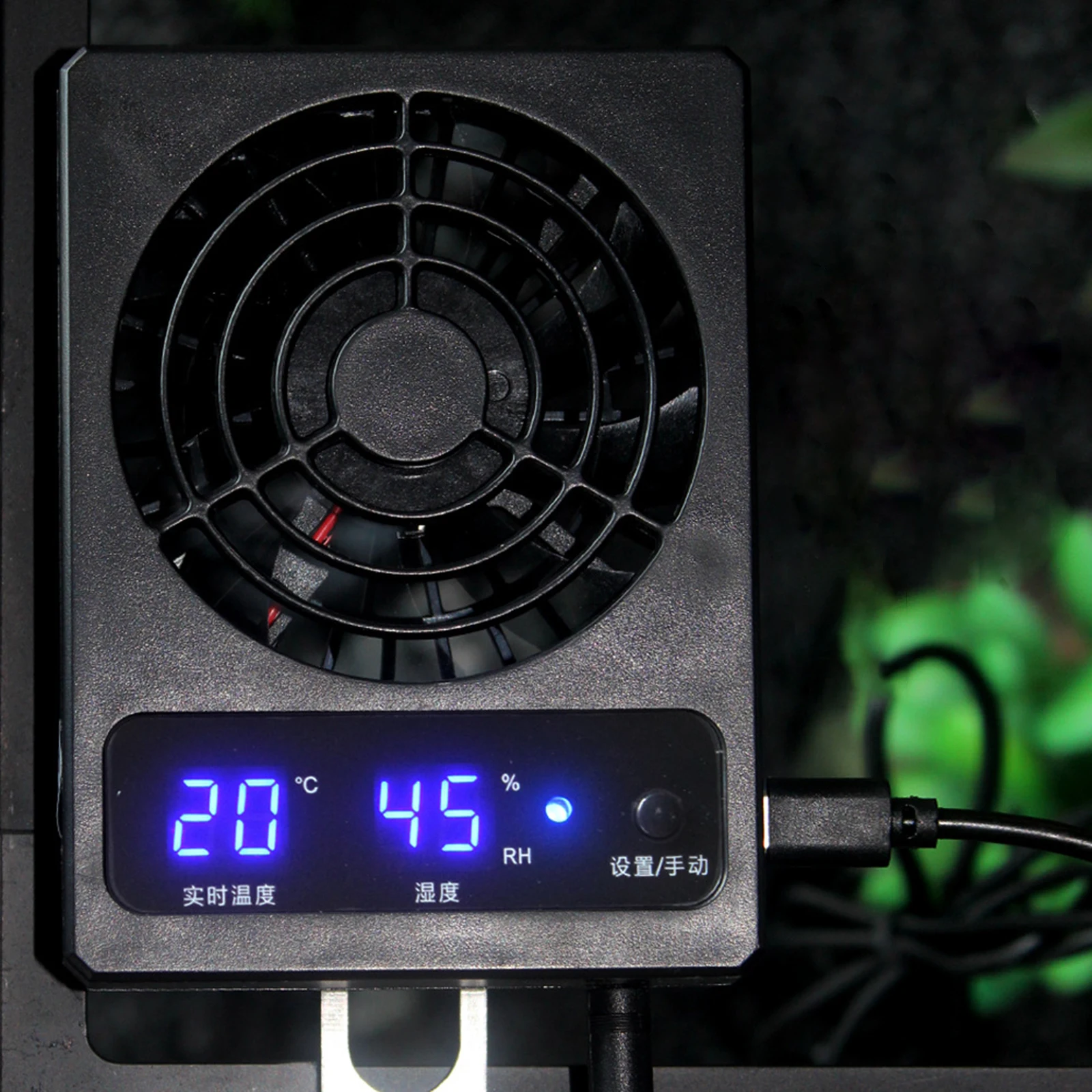Ventilador de ventilación para reptiles alimentado por USB con termómetro Digital LED y medidor de humedad para terrario con carcasa de tanque de reptiles - imagen 2