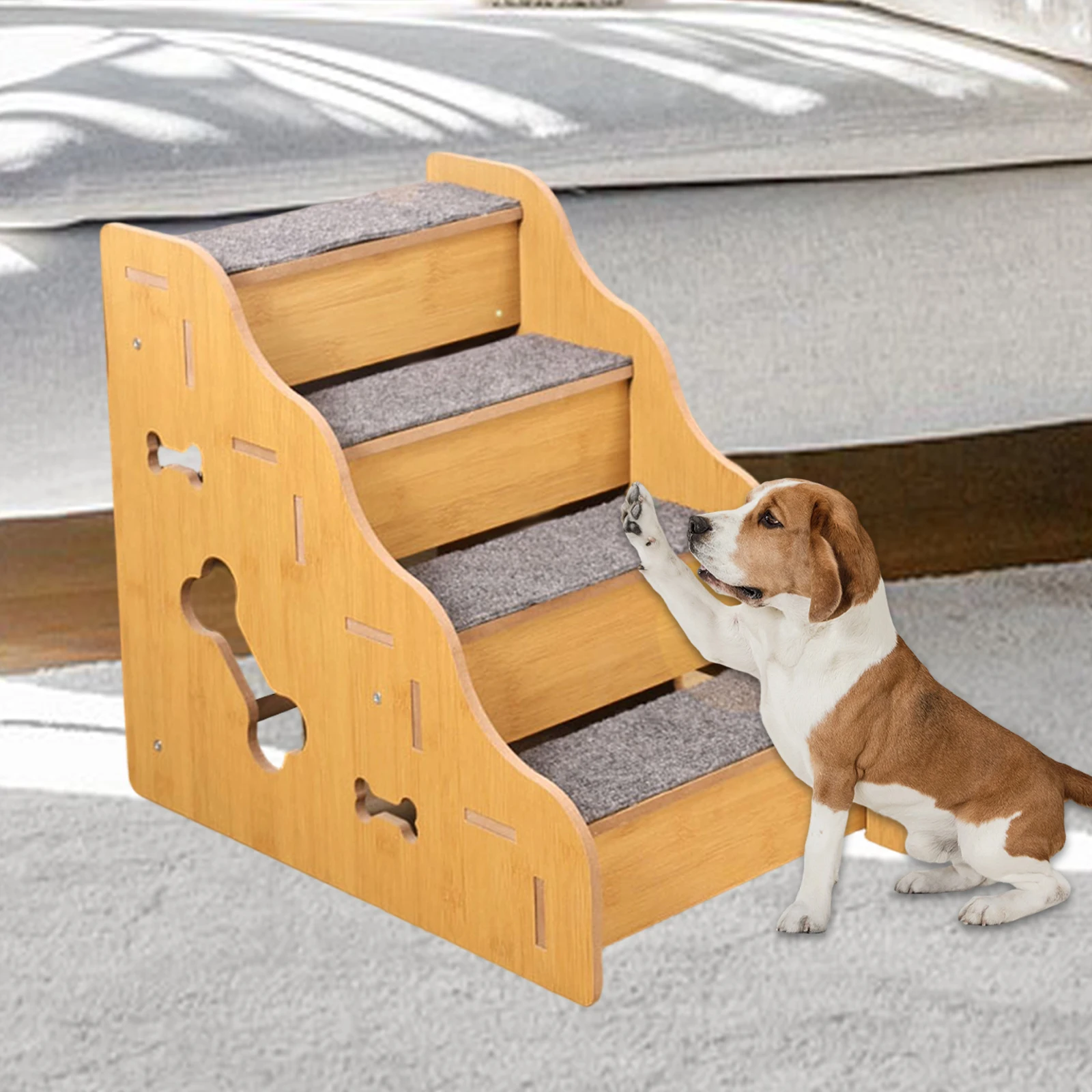 Escalera antideslizante de madera para perros pequeños y gatos - imagen 2