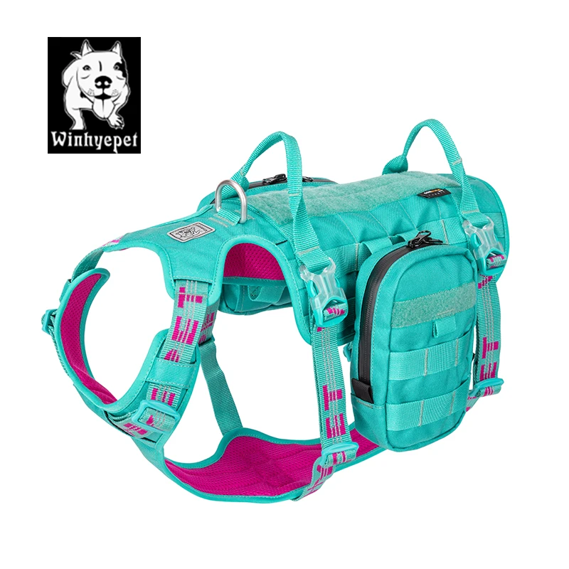 Arnés para perros Winhyepet con mochila multifuncional 3M reflectante cachorro accesorios tácticos grandes y pequeños YH1806