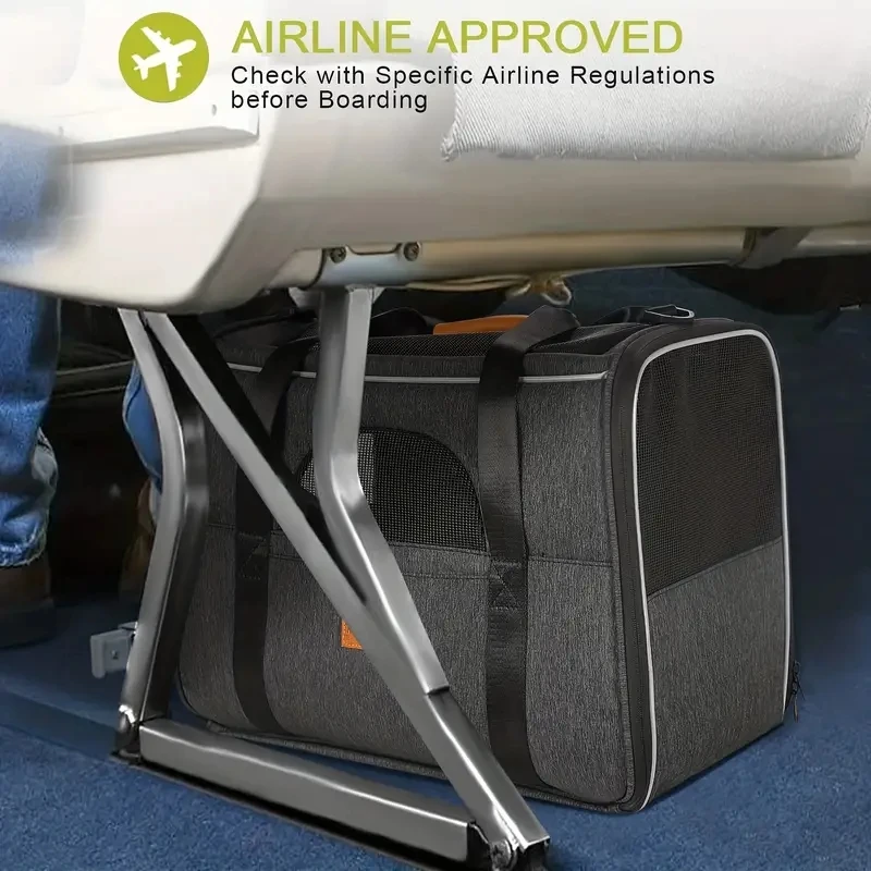 Bolsa de transporte plegable para gatos con cremalleras de seguridad y tazón adicional, perfecta para perros pequeños, cachorros y gatos medianos - imagen 5