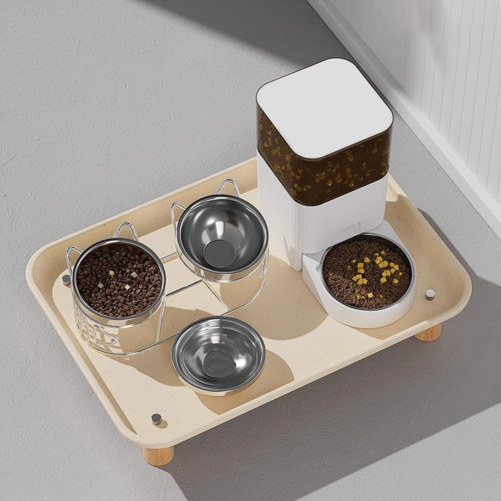 Alimentador automático para gatos, soporte elevado, estante dispensador de comida para mascotas, accesorios de alimentación para gatos, suministros para cachorros y mascotas - imagen 3