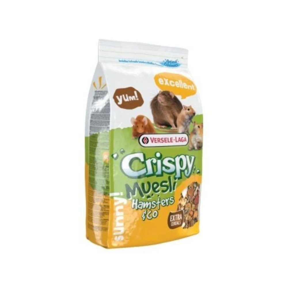 CRISPY MUESLI HAMSTER & CO DE VERSELE-LAGA. Alimento completo con semillas de alta calidad y cereales ideal para hámsteres, hámsteres enanos, ratas, ratones y jerbos para una salud óptima