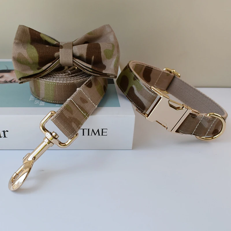 Collar personalizado para perros, conjunto de correa con Bowe para perros, Pitbull, Bulldog, Beagle, Camuflaje 03 - imagen 5