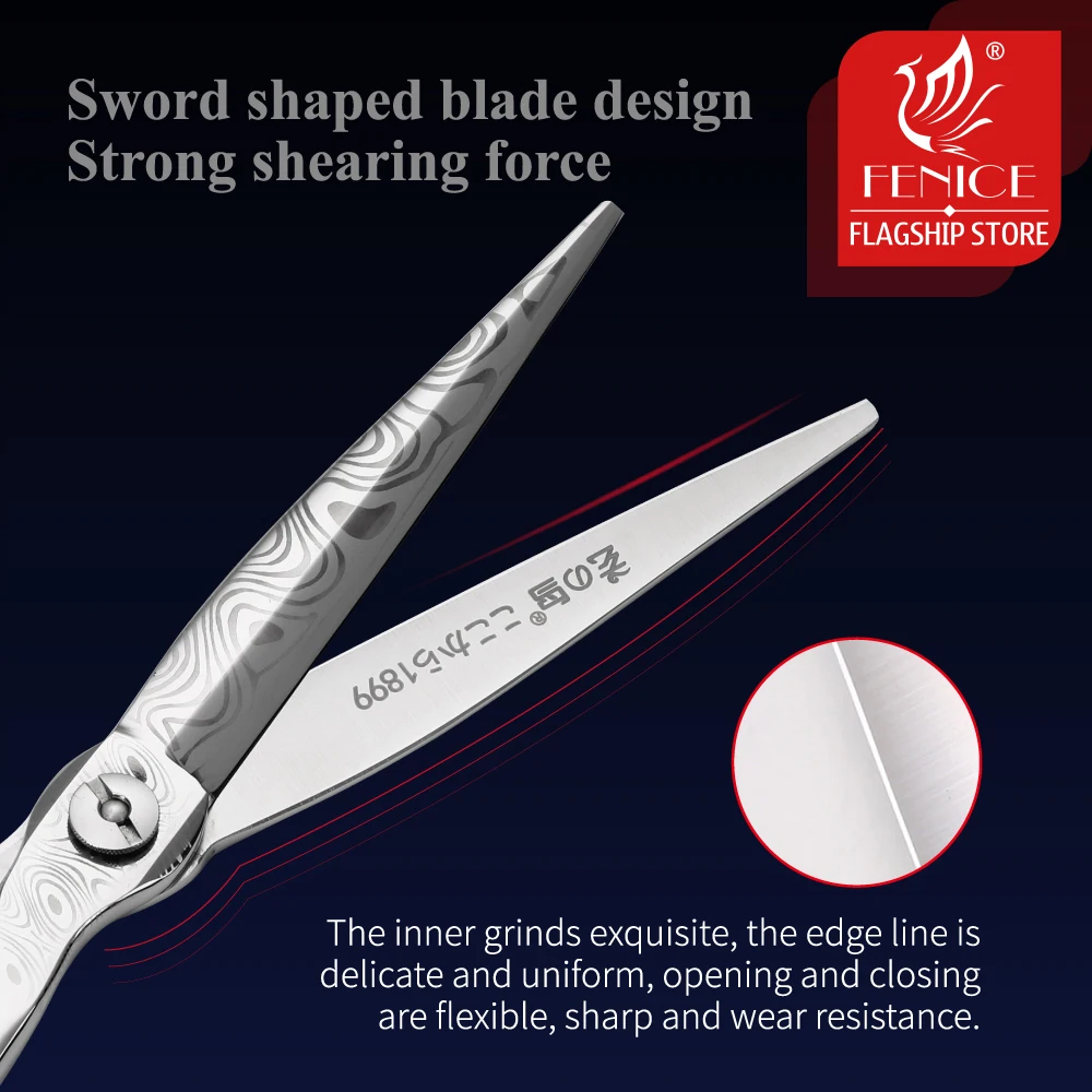 Fenice-Tijeras de corte profesional para mascotas, Tijeras rectas de 7,5 pulgadas, de Damasco, para perros y gatos - imagen 3