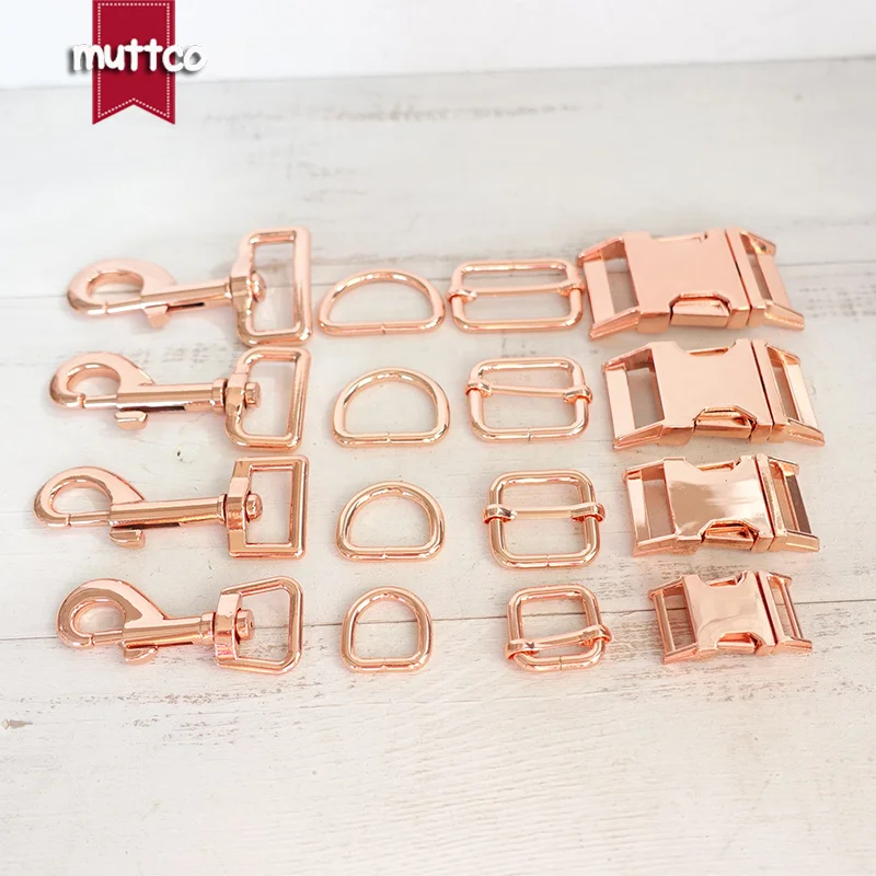 1 Juego (hebilla de metal + hebilla de ajuste + anillo D + cierre de metal para perro/juego) correas de 15,20,25,30mm aleación de zinc accesorio para Collar de perro DIY 4 colores - imagen 5