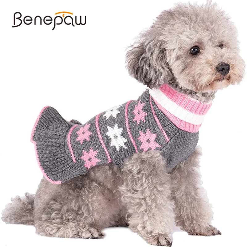 Benepaw-suéter con cuello de tortuga para perro, vestido bonito de princesa, jersey de cuello alto con agujeros para cachorro, ropa de punto para Otoño e Invierno