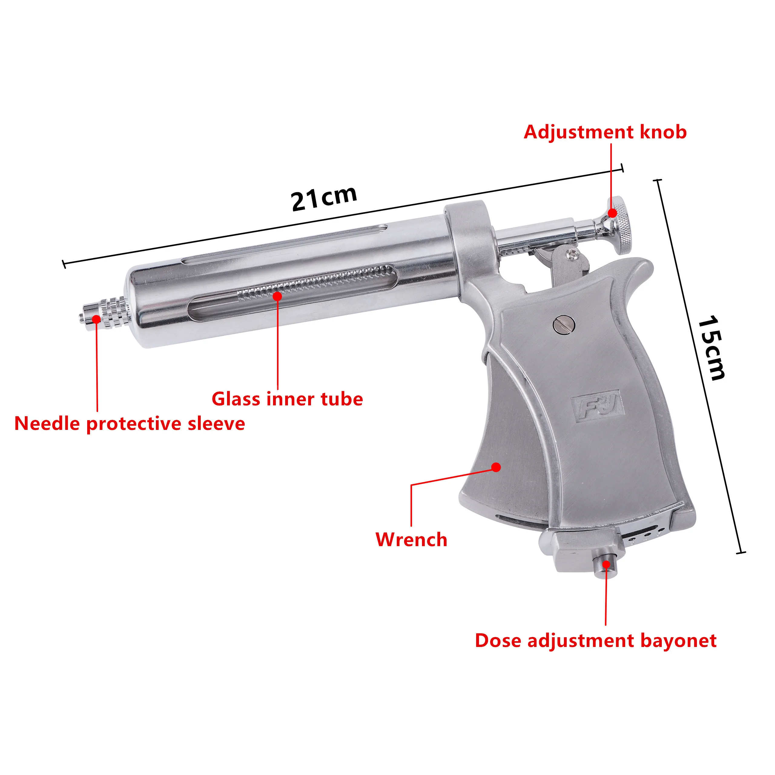 Jeringa continua ajustable semiautomática de 50ml, inyección continua de vacuna para caballos, ovejas, ganado y cerdos, equipo veterinario, 1 ud. - imagen 2