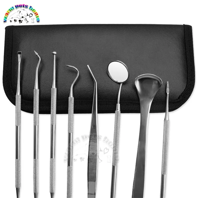 Juego de herramientas dentales, herramienta Dental para mascotas, herramienta de eliminación de cálculo Dental para perros, raspador de lengua de acero inoxidable, juego de cuidado bucal - imagen 5