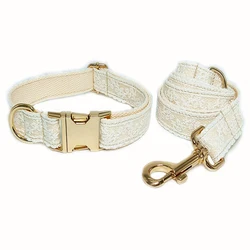 Collar encaje personalizado para perros pequeños con correa de boda