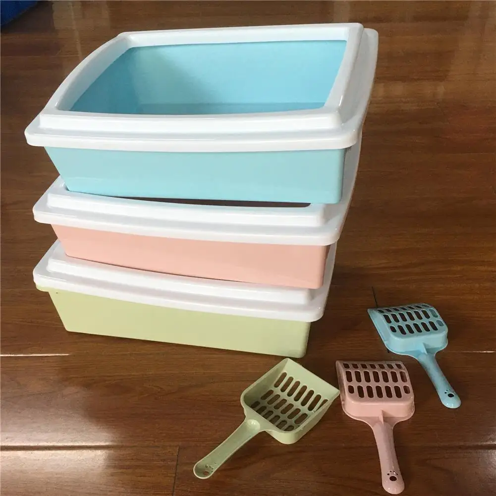 Arenero de plástico con bandeja para mascotas, recipiente antisalpicaduras para gatos, gatos y perros, suministros de inodoro para limpieza - imagen 2