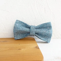 Pajarita azul cielo desmontable para perros y gatos de lino