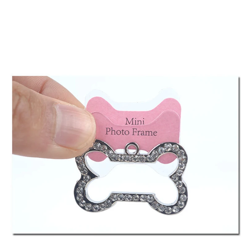 Etiquetas de identificación para perros y gatos, Mini colgante de diamante con forma de hueso, antipérdida, para Collar de perro, 1 unidad - imagen 4