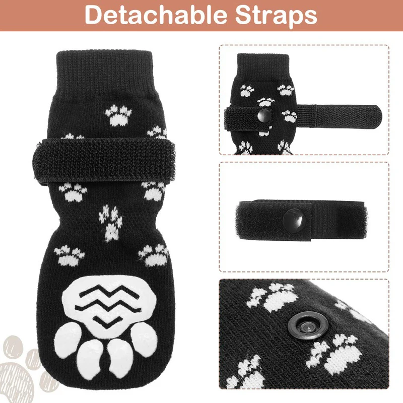 Benepaw Calcetines antideslizantes para perros correas ajustables zapatos cómodos y suaves antideslizantes para cachorros para suelos de madera dura de interior protectores de patas para mascotas - imagen 2