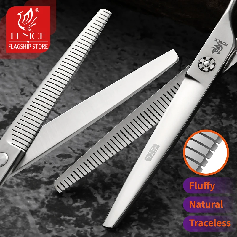 Fenice-Tijeras de peluquería para perros VG10, 7 pulgadas, diente invertido, pelo esponjoso y adelgazante, tijeras para cortar perros, tasa de tesoura 50-55% - imagen 4