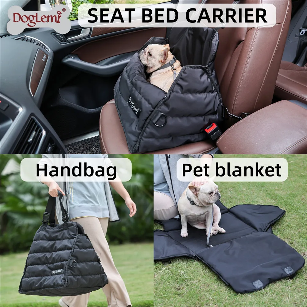 Dog Car Seat Bed Carrier for Small Medium Dogs Waterproof Dog Car Seat Cover Safety Adjustable Pet Travel Bag Handy Soft Cushion - imagen 5