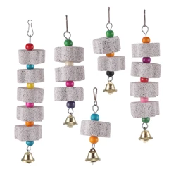Juguete de piedra floral colgante masticable para loros y periquitos