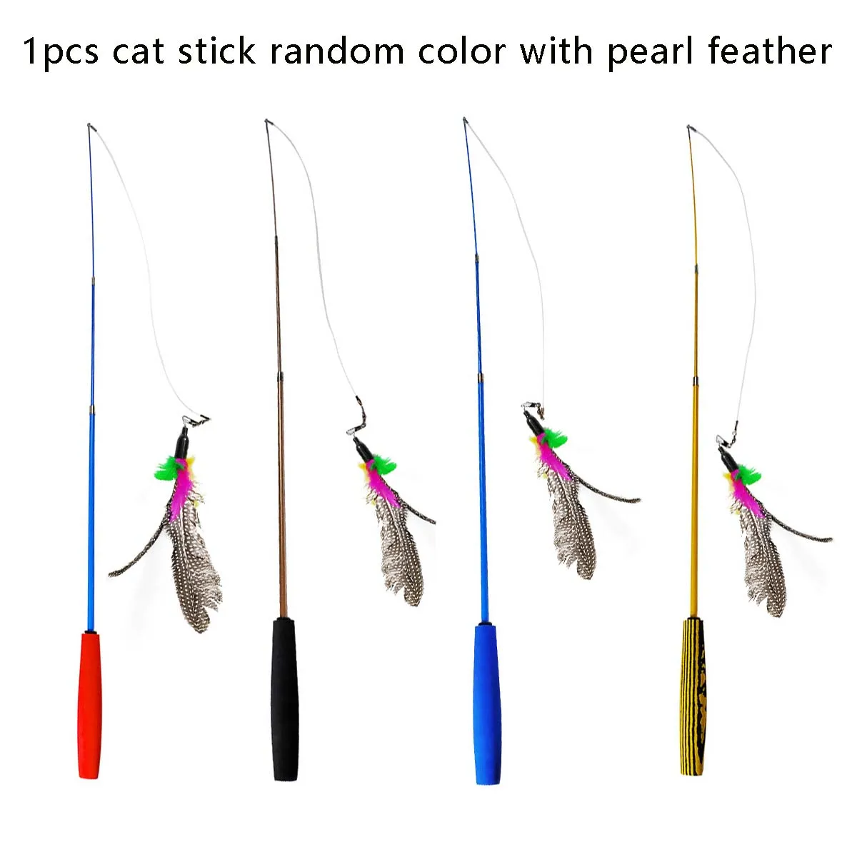 Juguete interactivo de plumas para gato, varita retráctil para mascotas, reemplazo de campana, producto receptor para gatitos - imagen 3