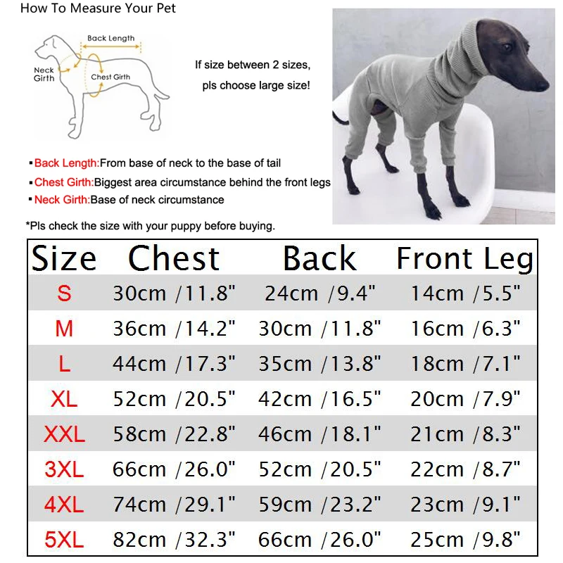 Ropa de galgo italiano Whippet, mono ligero para perros medianos y grandes, pijamas de cuello alto para mascotas, monos para pastor - imagen 5