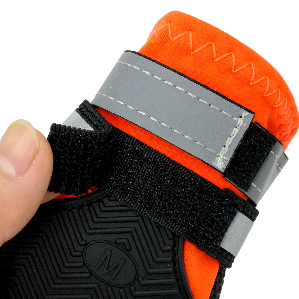 Zapatos impermeables para perros grandes, botas de nieve reflectantes, calcetines de invierno, calzado antideslizante para mascotas Pitbull, 4 Uds. - imagen 5