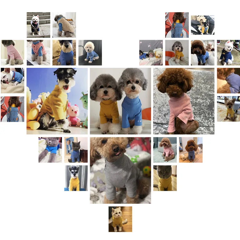 Ropa de algodón para Gato, camisa para perro, sudaderas con capucha, rosa, azul, marino, amarillo, abrigo con cuello redondo, chaqueta, camiseta, sudadera, traje para Chihuahua pequeño L - imagen 4