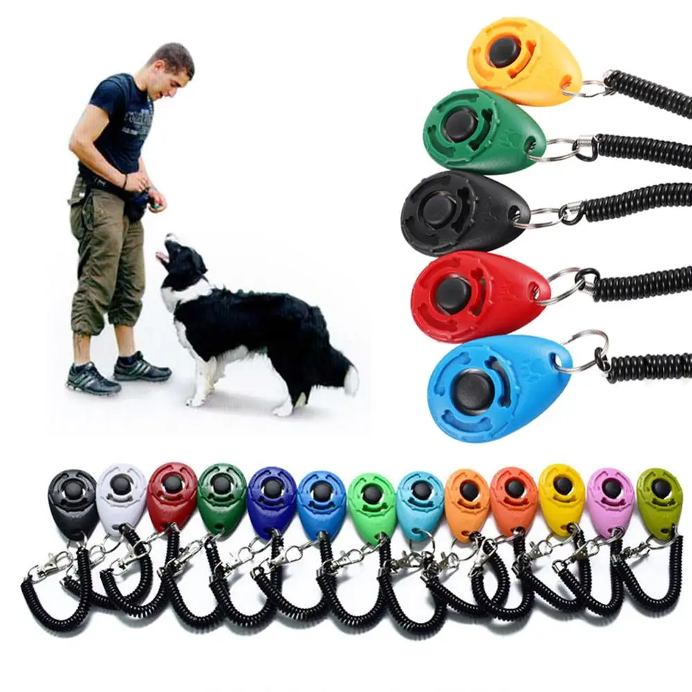Productos para mascotas, Clicker de entrenamiento para perros y gatos, plástico, nuevos perros, ayuda para entrenador, correa de muñeca ajustable, llavero con sonido, repelente de perros