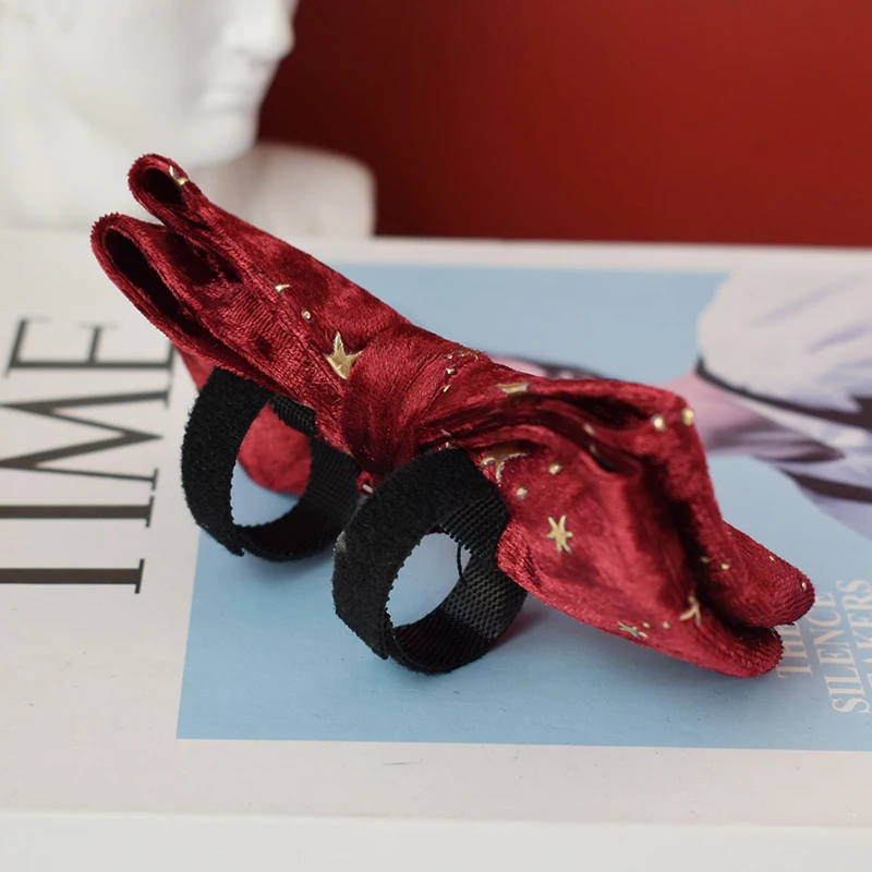 Collar de vino tinto, tela de calidad de terciopelo personalizada para perros pequeños, medianos y grandes, piezas de Metal personalizadas, accesorio para mascotas Star 03 - imagen 5