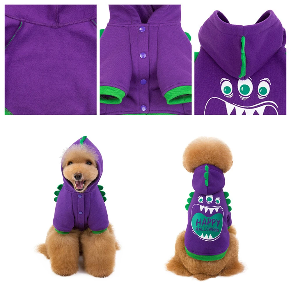 Perro de Halloween ropa con capucha para perros pequeños traje de invierno ropa para perros cachorros de compañía traje divertido ropa para Bulldog Francés - imagen 3