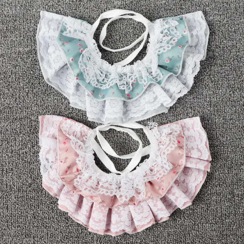 Collar multicapa con encaje Floral para perro, Baberos de encaje multicapa, bufanda para cachorro y gatito, moda coreana - imagen 5