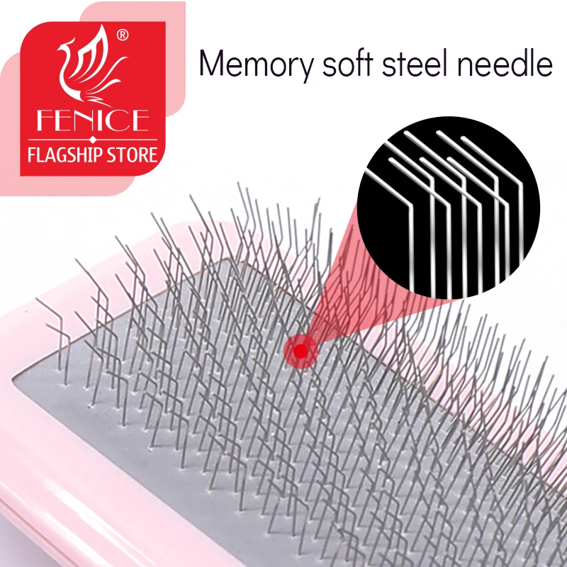 Fenice-peine para masaje de pelo de mascotas, cepillo de nudo abierto, herramienta de limpieza, aguja de peine de acero inoxidable para perro y gato - imagen 2