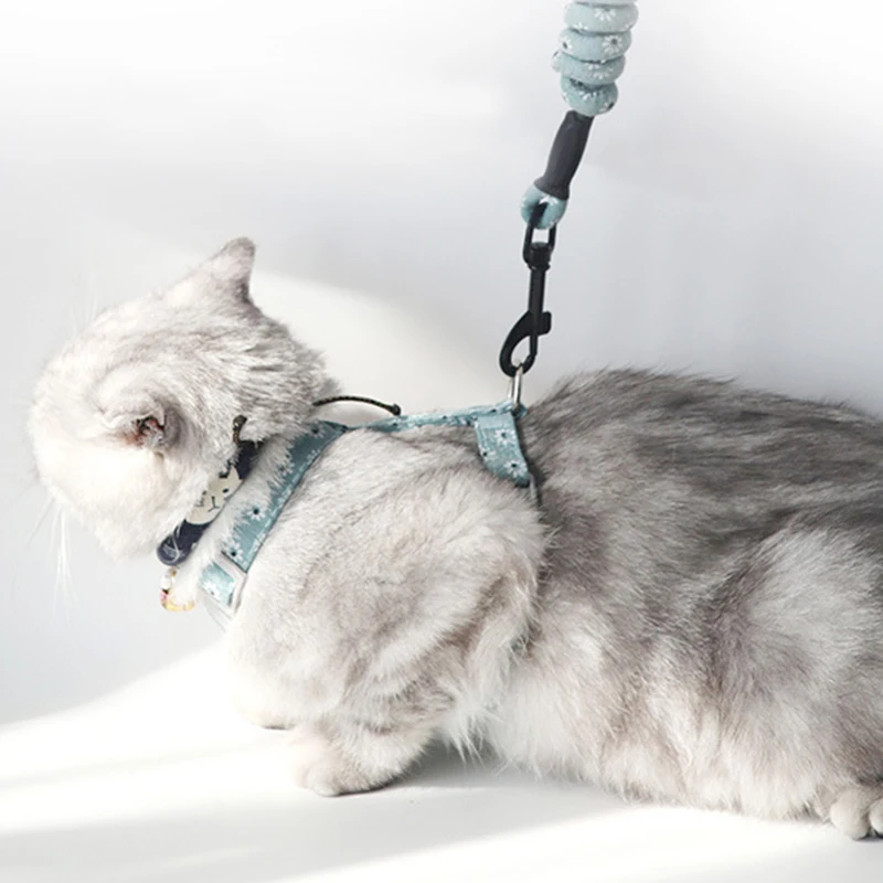 Conjunto de arnés y correa ajustables para gatos para gatitos que caminan, Collar para cachorros Sphynx, correas para mascotas, accesorios para gatos a prueba de Escape - imagen 3