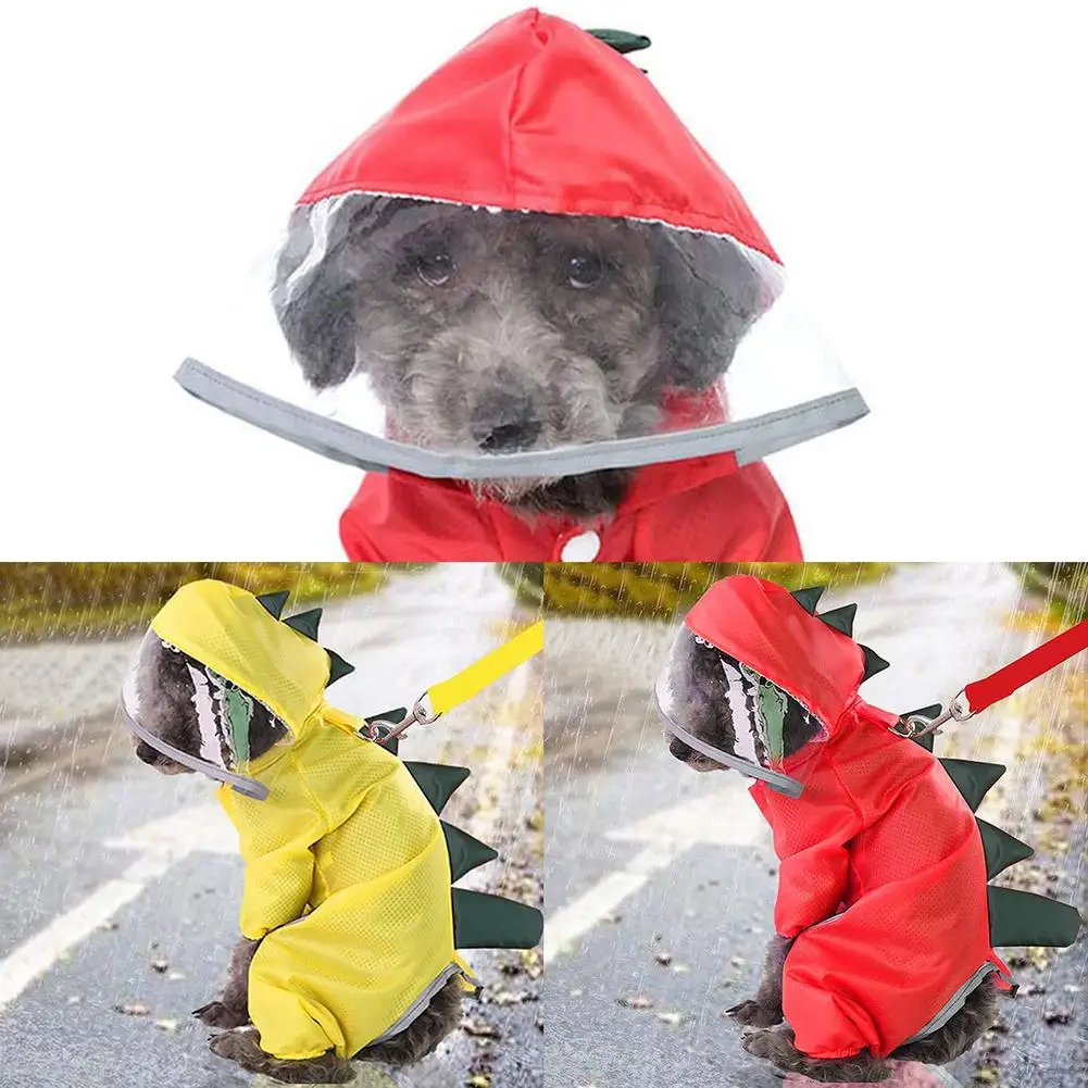 Chubasquero para perro, ropa para mascotas, Poncho impermeable de dinosaurio, Sudadera con capucha transpirable, disfraz para perros pequeños, medianos y grandes, gatos y perros - imagen 4