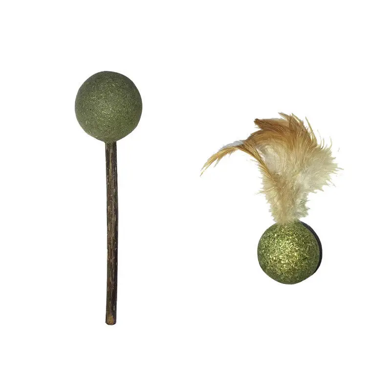 Palo de hierba gatera Natural, Bola de campana de Silvervine, Bola de menta, piruleta, accesorios para gatos, juguetes interactivos de molienda de dientes de gatito para mascotas - imagen 3