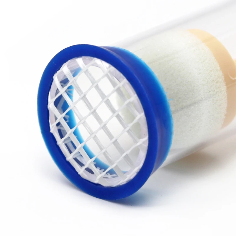 Un objeto azul y blanco con un diseño de malla