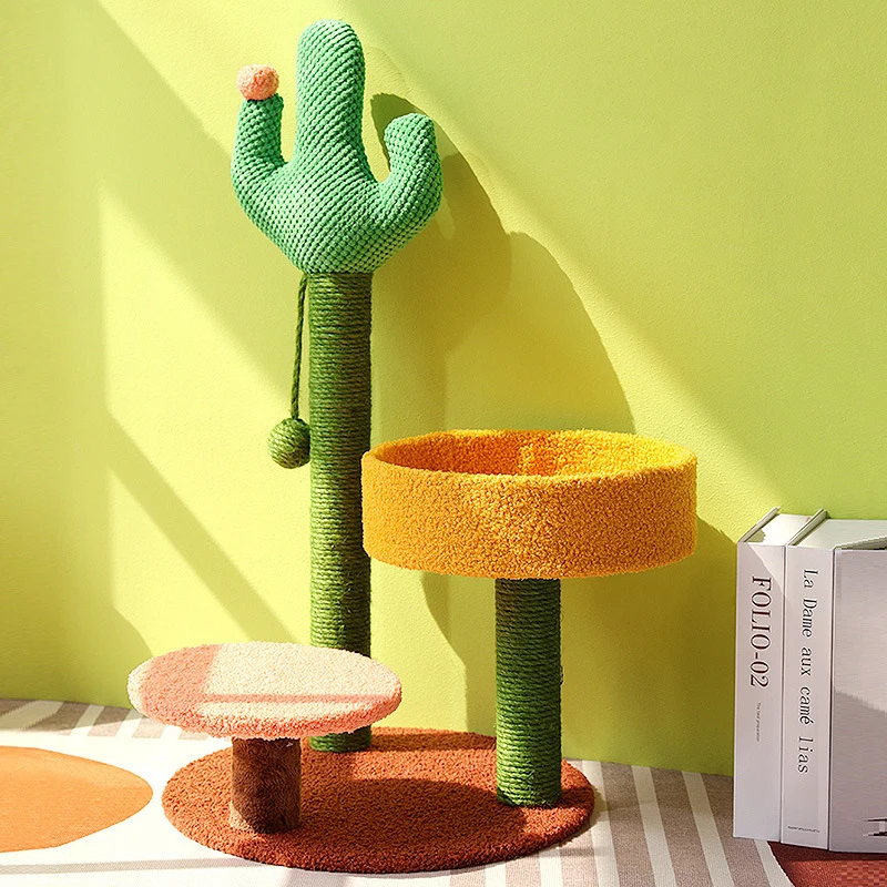 Árbol de Sisal para gato, torre de estilo Cactus, marco de escalada para gatito, plataforma de salto divertida, poste de rascado para gato, suministros para mascotas - imagen 2