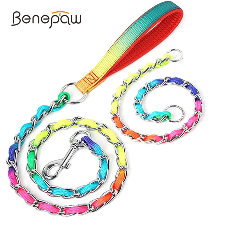 benepaw collar acero inoxidable resistente perro correa metal adiestramiento perros pequeños medianos grandes
