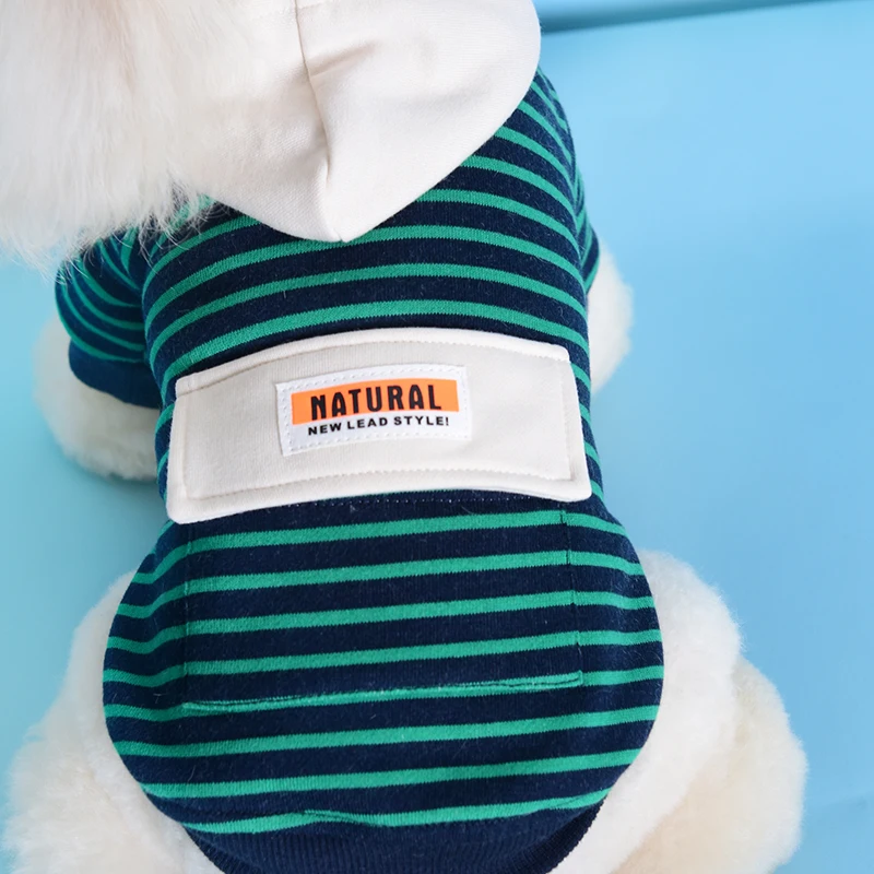 Sudaderas con capucha de algodón para perros y gatos, ropa para mascotas para perros pequeños, Chihuahua, Yorkshire, sudadera a rayas para cachorros, jerséis, ropa para perros, Otoño e Invierno - imagen 4