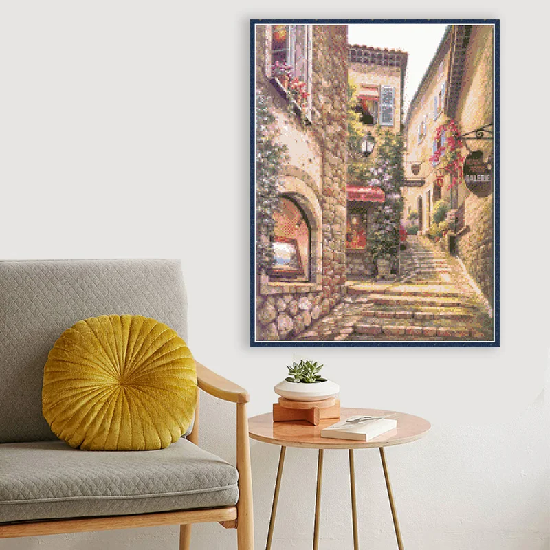 Kits de punto de cruz con vista a la ciudad pequeña, lienzo sin imprimir, juegos de costura, artesanía de bordado DIY, pintura de decoración del hogar, 11 14ct