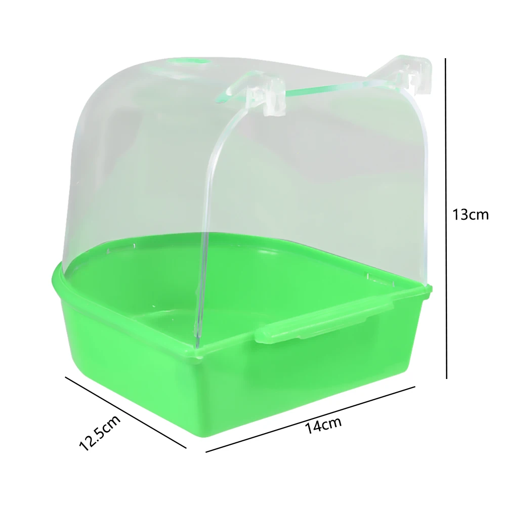 Caja de baño para bañera de pájaros, herramienta de limpieza de aves, accesorios de jaula, baño de loros, bañera colgante de plástico transparente - imagen 4
