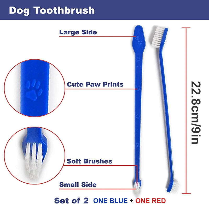 Benepaw-cepillo de dientes de doble cara para perros, cerdas Súper suaves, mango largo, canino, higiene Dental, limpieza de dientes, Juego de 2 - imagen 3
