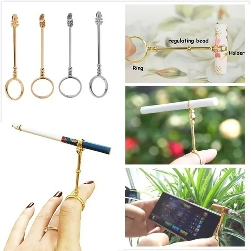 Soporte de Metal para cigarrillos para hombre y mujer, anillo de Metal con Clip para los dedos, accesorio para fumar, el mejor regalo de Navidad - imagen 3