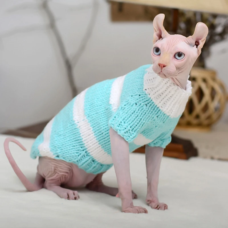 Ropa de invierno para gato, suéter hecho a mano, suave, cálido, Sphynx, lindo, Sudadera con capucha, esfinge, gatito, ropa de Navidad para gato - imagen 2