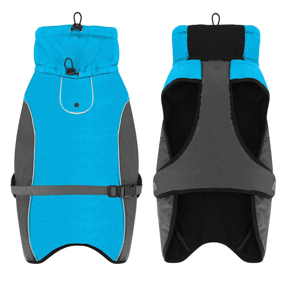 Chaleco impermeable para perros, ropa cálida acolchada para mascotas, chaqueta de invierno, abrigo, traje de Labrador para perros grandes con cuerda reflectante XL-6XL - imagen 2