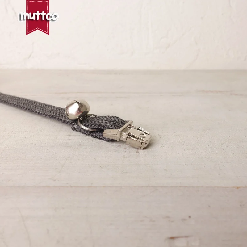 MUTTCO venta al por menor grabado adorable-Diseño personalizado collares de gato traje gris collar hecho a mano 2 tamaños UCC120 - imagen 3