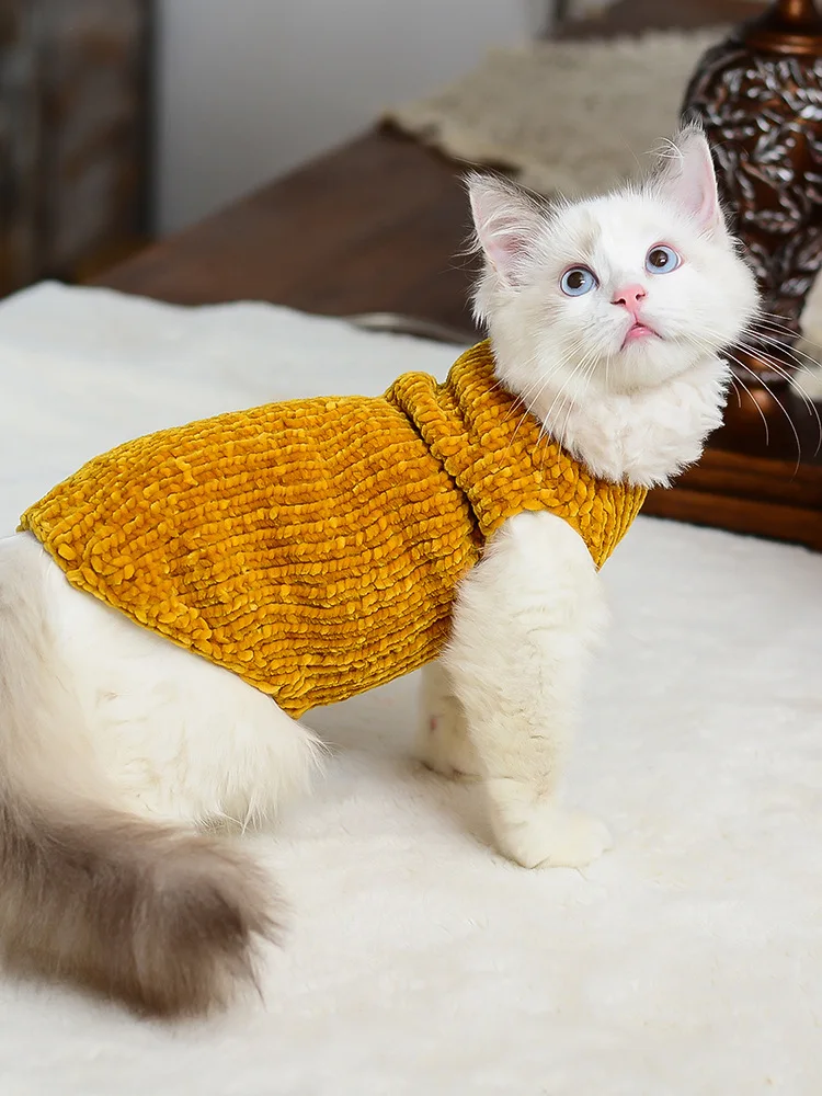Ropa para gatos, suéter tejido suave hecho a mano cálido para invierno, traje Sphynx, sudaderas con capucha para gatos, jersey Sphinx, ropa para gatitos, suministros para gatos - imagen 4
