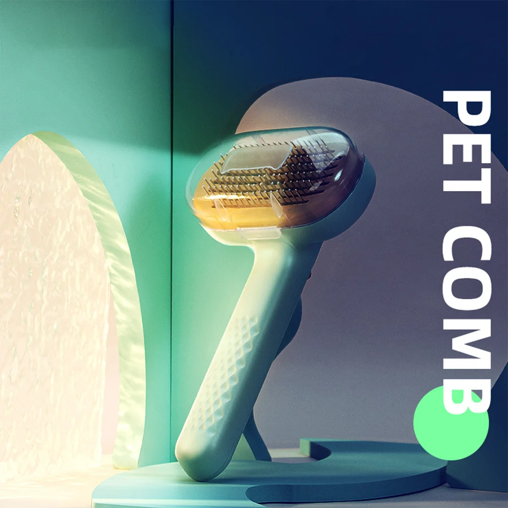 Peine de acero inoxidable para mascotas, cepillo rebanador autolimpiante para perros y gatos, herramienta de masaje y aseo para quitar el pelo suelto y enredado - imagen 4