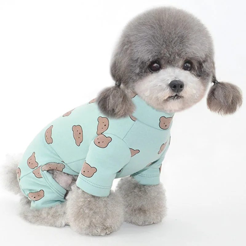Ropa estampada para perros, disfraz de algodón, mono, pijamas con sombrero para perros pequeños, monos para cachorros, mono XL - imagen 4