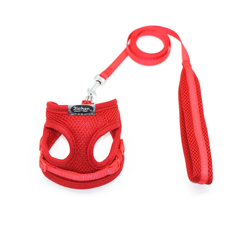 Correa de nailon suave para Perro, conjunto de Collar de malla transpirable, chaleco de arnés de plomo para Perro pequeño, suministros para mascotas, Correa para Chihuahua - imagen 3
