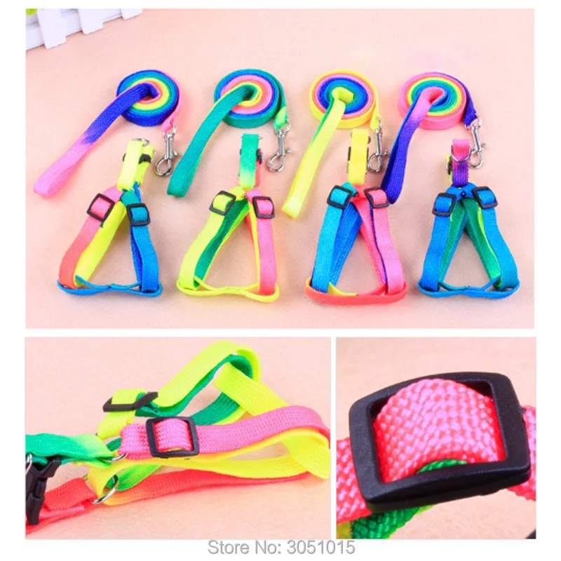 Collar de nailon con correa de pecho para perro, arnés suave para caminar, cuerda de tracción colorida, arcoíris, 20 unidades - imagen 5